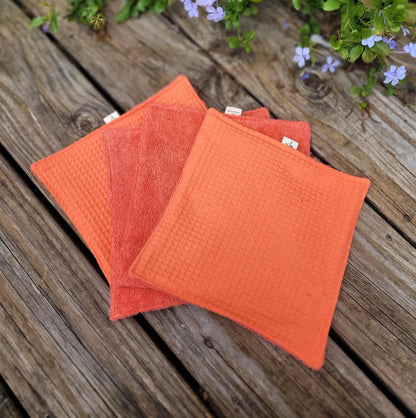 Essuie-Tout Lavables Bio – Orange ou Bleu | 25x25 cm | Zéro Déchet